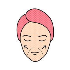 women beauty plastic surgery cheeks augmentation halftone hand drawn  color vector illustration