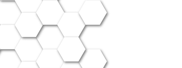 Vector technology background with hexagon concept design. Embossed Hexagon , honeycomb white shadow. Luxury White 3D futuristic honeycomb mosaic white background.