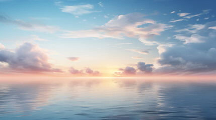 Fototapeta premium Sunset,Blue sea and blue sky with clouds nature background