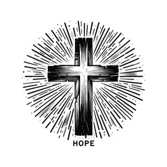 Cross and Hope Create an uplifting image of the cross with rays of hope