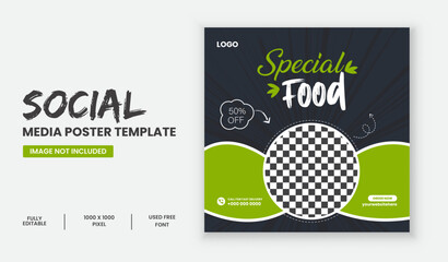 Delicious Food Social Media Post Design Template.
