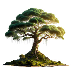 Beautiful canopy of large trees on a white background.