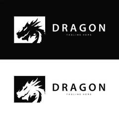 Black silhouette design simple dragon logo animal legend template illustration