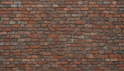 Obraz premium Weathered brick wall with a subtle lighting effect. The bricks are red, orange, and brown, and they are arranged in a traditional brick pattern