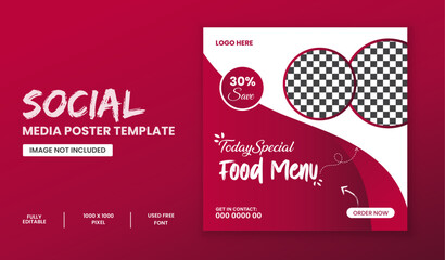 Delicious Food Social Media Post Design Template.
