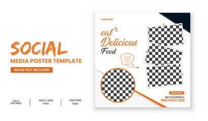 Delicious Food Social Media Post Design Template.
