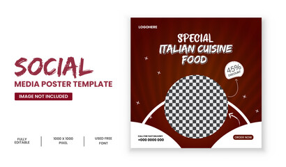 Delicious Food Social Media Post Design Template.
