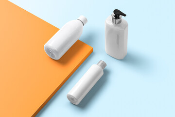 Cosmetics SPA branding mock-up, front view, on gray background, place your design