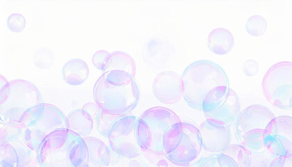 キラキラのシャボン玉のかわいいイラスト、白背景