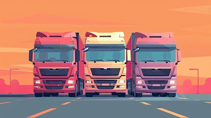 Freight transport flat design front view commercial theme cartoon drawing colored pastel
