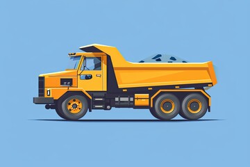 Dump truck flat design side view engineering theme animation Complementary Color Scheme