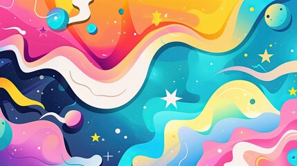 Obraz premium Reflective background flat design front view abstract theme cartoon drawing colored pastel