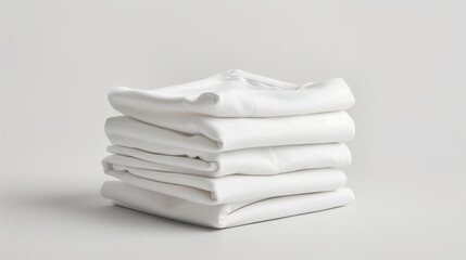 stack of white t-shirt isolated on white background