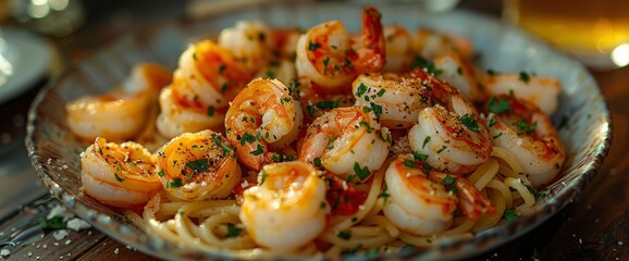 I enjoy eating seafood pasta, Image Background