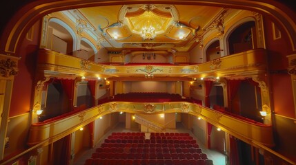 Obraz premium The Old Residence Theatre in Munich has an eye-catching golden and red interior.