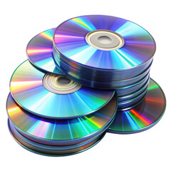 Cd or dvd disc pile isolated on transparent background