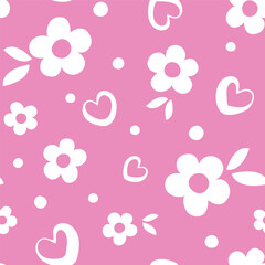 Flower and heart seamless pattern design for background, wallpaper, textile design, fabric, wrapping paper, card ,notebook, diary cover, blanket, blanket for kids, decorative and etc.