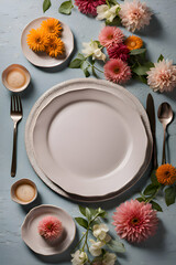place setting with flower