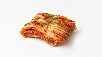 A close-up photo of kimchi, ingredient, cook, spice, vegetable, natural, fresh, healthy, kitchen, white background