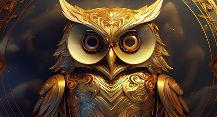 Obraz premium フクロウの黄金像