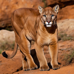 Obraz premium Fake Puma Panther CGI Strong Beautiful Big cat Fur