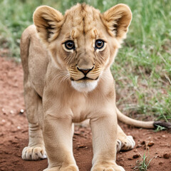 Fototapeta premium Lion Fake Puma Panther CGI Strong Beautiful Big cat Fur