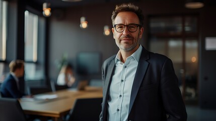 Obraz premium Portrait of a confident CEO standing in a boardroom, corporate leader