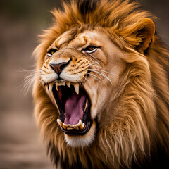 Naklejka premium Lion Fake Puma Panther CGI Strong Beautiful Big cat Fur