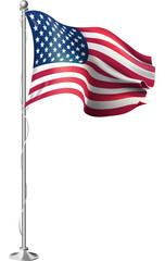 3d realistic flags of United States of America on steel poles