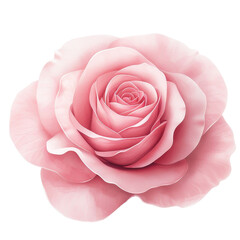 Closeup pastel pink rose flower in watercolor style clipart with transparent background