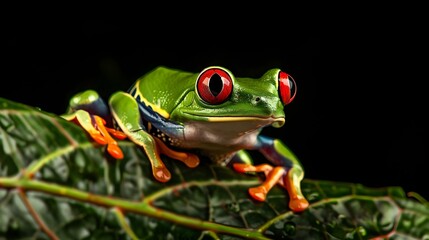Fototapeta premium Red-Eyed Tree Frog (Agalychnis Callidryas) on a Leaf