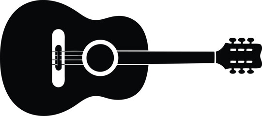 Guitar icon. Acoustic guitar silhouette. Vector