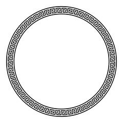 Round decorative Greek border ornament frame. Вecorative Greek pattern. Template for creating postcard, embroidery, sandblasting. Vector. 