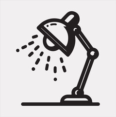 Desk lamp line Art silhouette vector on a white background
