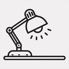 Desk lamp line Art silhouette vector on a white background