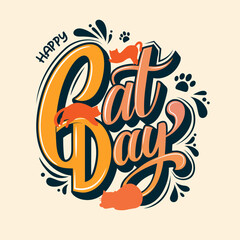 Obraz premium International Cat Day, Happy Cat Day Typographic Poster Design Template