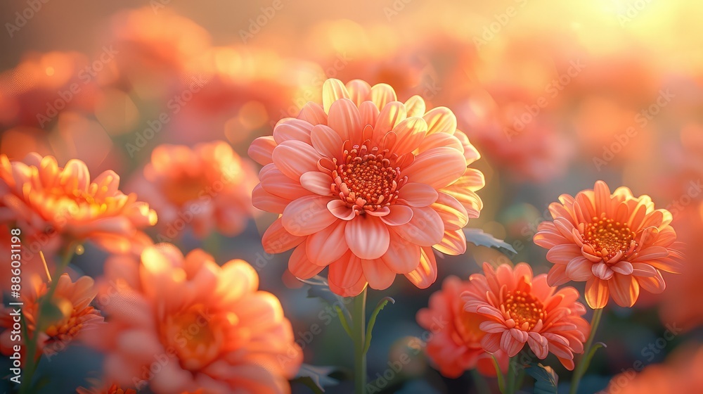 Wall mural sun-kissed chrysanthemum petals