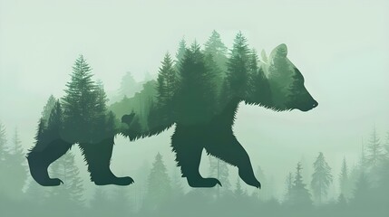 Vector illustration of forest silhouette with copy space