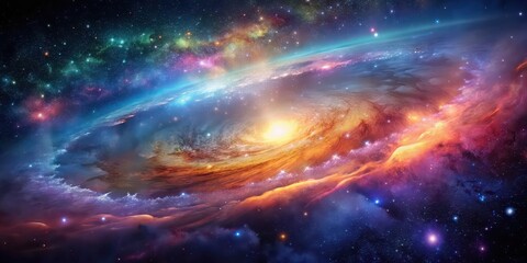 Galaxy in space with colorful cosmic clouds and stars, cosmic, universe, space, astronomical, stars, galaxy