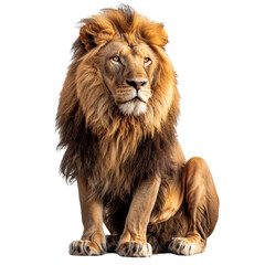 Fototapeta premium Sitting Lion Isolated on Transparent or White Background, PNG