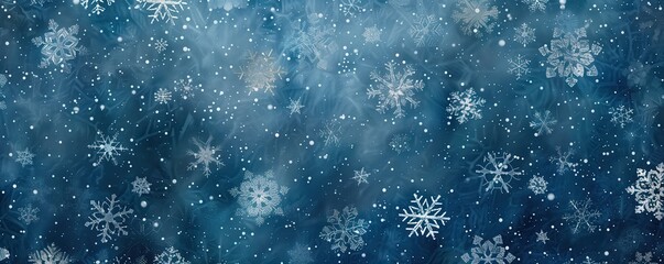 Obraz premium Snowflakes abstract pattern, minimalist, background style, banner style, Christmas, winter, blue background, New Year
