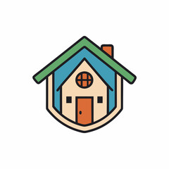 Cartoon real state simple logo icon vector art illustration