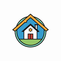 Cartoon real state simple logo icon vector art illustration