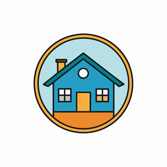 Cartoon real state simple logo icon vector art illustration