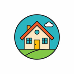 Cartoon real state simple logo icon vector art illustration