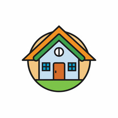 Cartoon real state simple logo icon vector art illustration