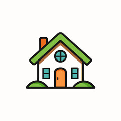 Cartoon real state simple logo icon vector art illustration