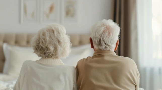 Retired couple on a staycation, scouting charming locations around a historic bed and breakfast, appreciating the vintage ambiance and relaxation