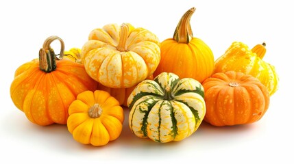 Fototapeta premium Group of autumn squash over a white background