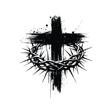 Crown of Thorns, Create an image of the crown of thorns placed on the cross
